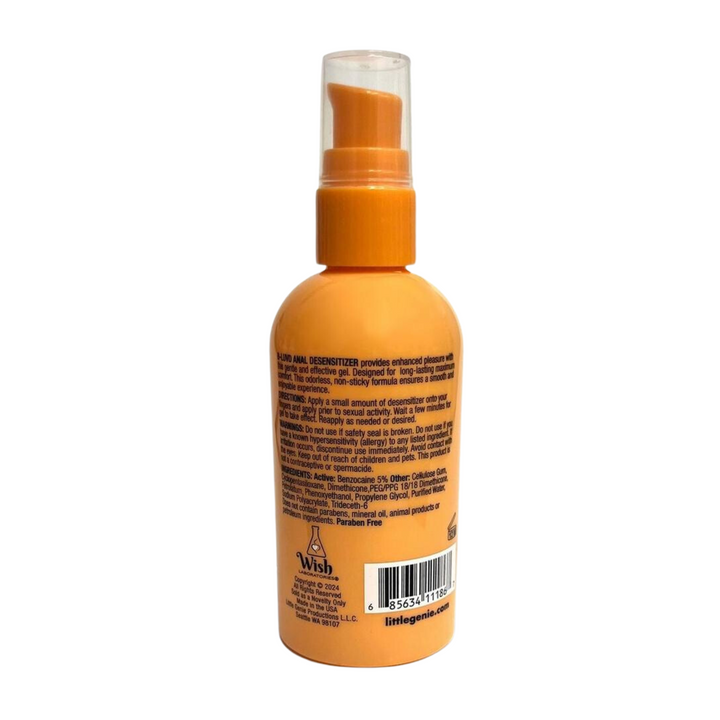 backside of B-Luvd Anal Desensitizing Lubricant 4oz bottle