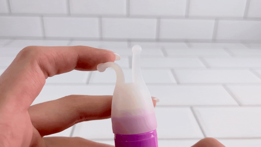 GIF of silicone tips from Taylor's Pocket Vibe being bent to show flexibility