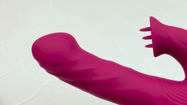 GIF closeup of fingering motion from Revel Rabbit Silicone Fluttering and Fingering Dual Action Vibe