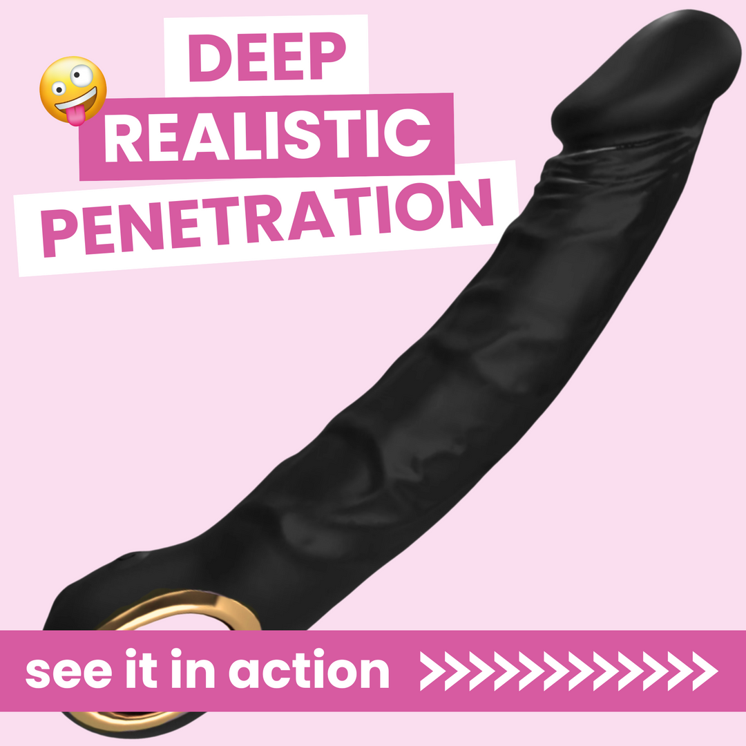 Deep realistic penetration - black dildo vibe