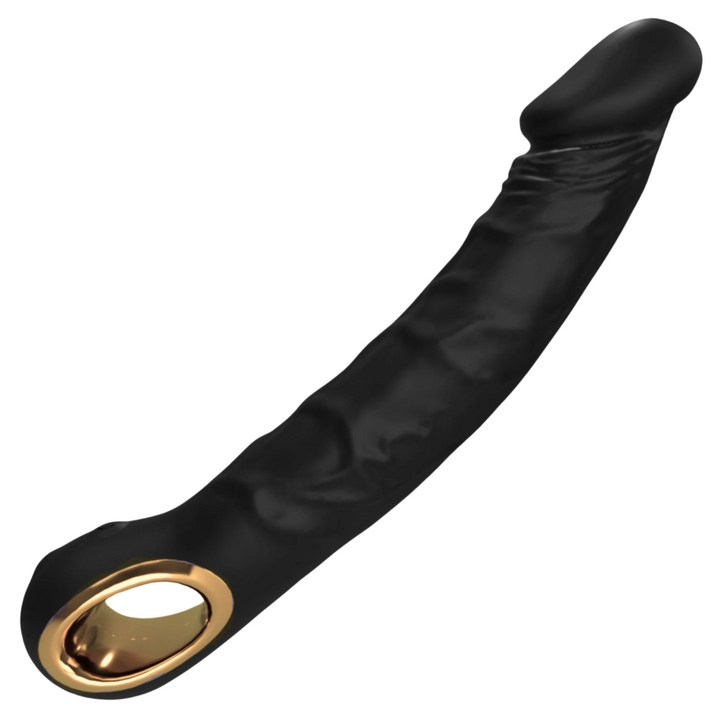 black vibrating dildo with looped handle