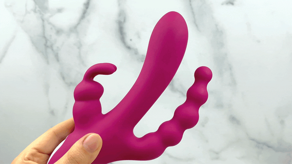 GIF of Waterproof Silicone Triple Rabbit Stimulator in full motion