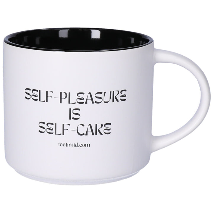 White Self-Pleasure is Self-Care Mug facing forward