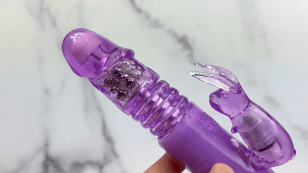 GIF of thrusting purple rabbit vibrator