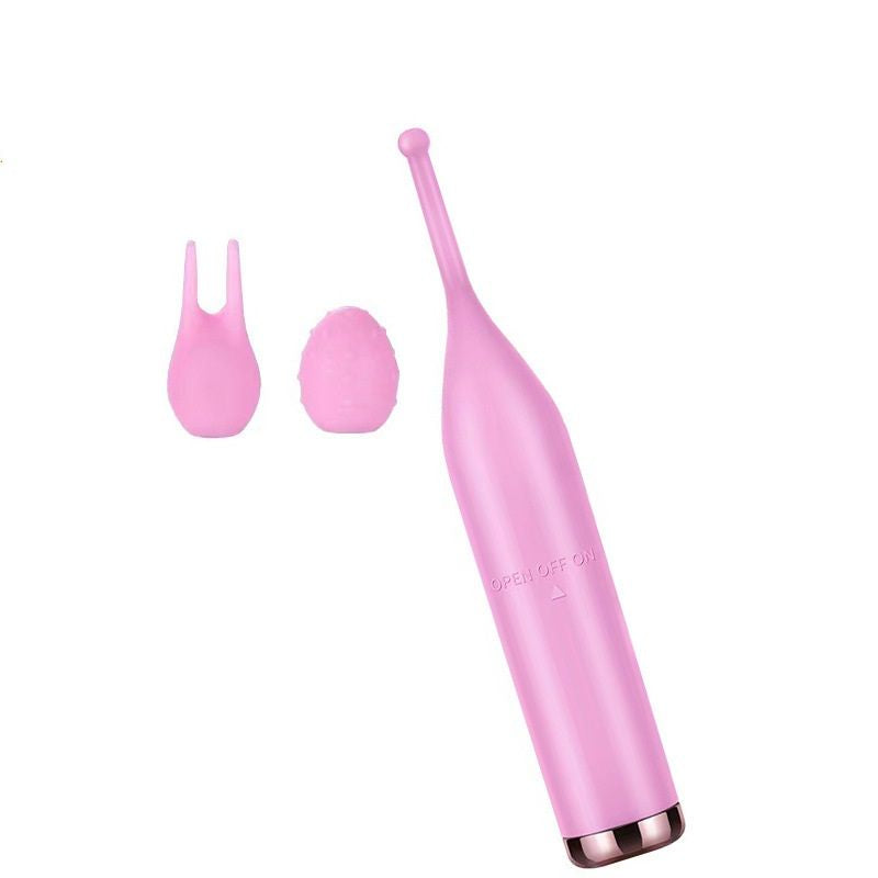 Powerful One Speed Pinpoint Vibrator image showing the on and off and the two different tips included. 