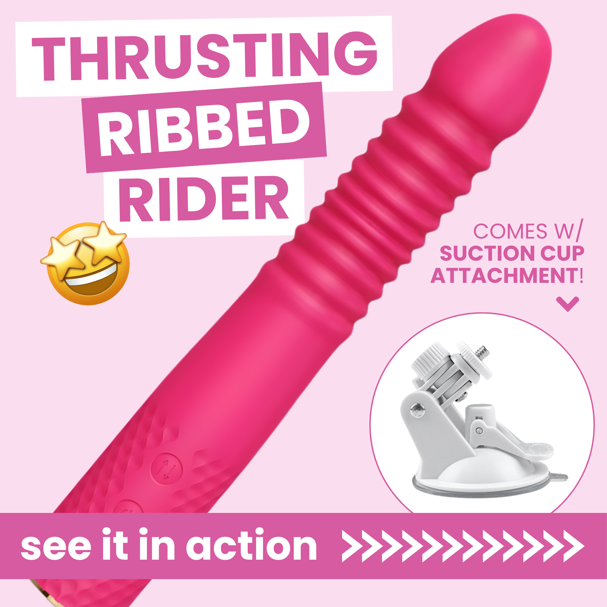Thrusting and Vibrating Suction Cup Dildo