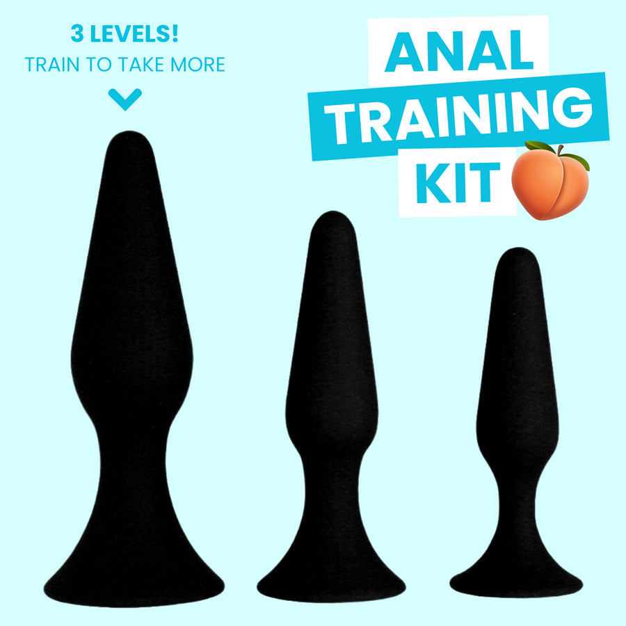 black anal training kit with 3 plugs