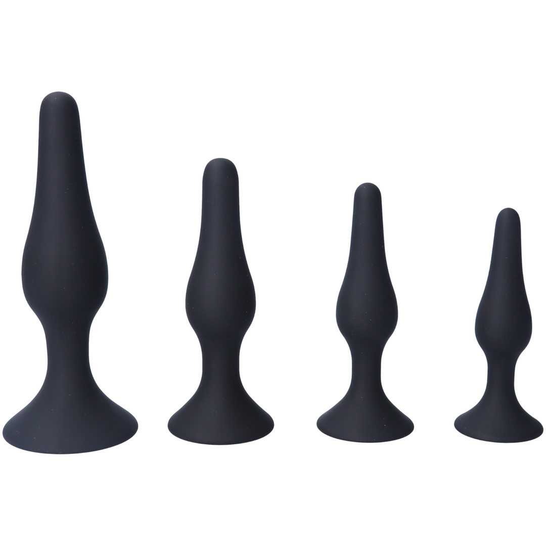 Silicone Anal Plug Kit - Set Of 4 - Anal Toys Black