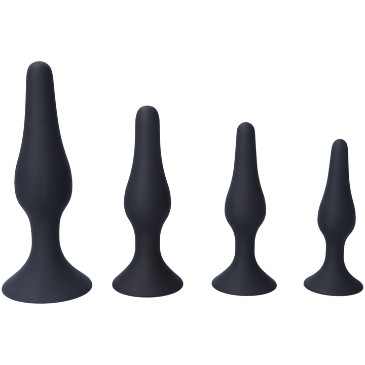 Silicone Anal Plug Kit - Set Of 4 - Anal Toys Black