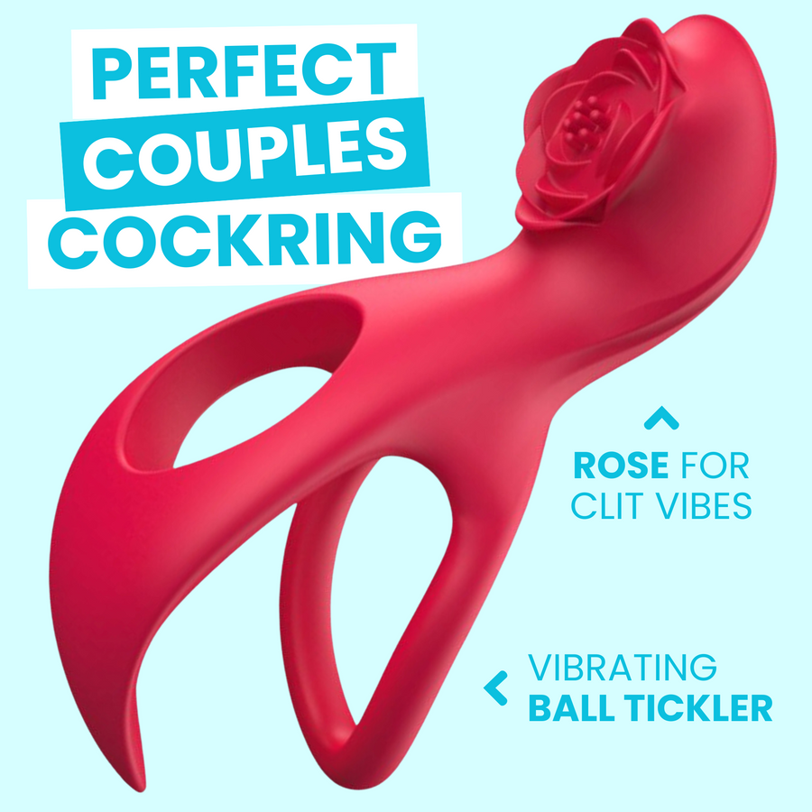 Perfect couples cockring, rose for clit vibes, vibrating ball tickler