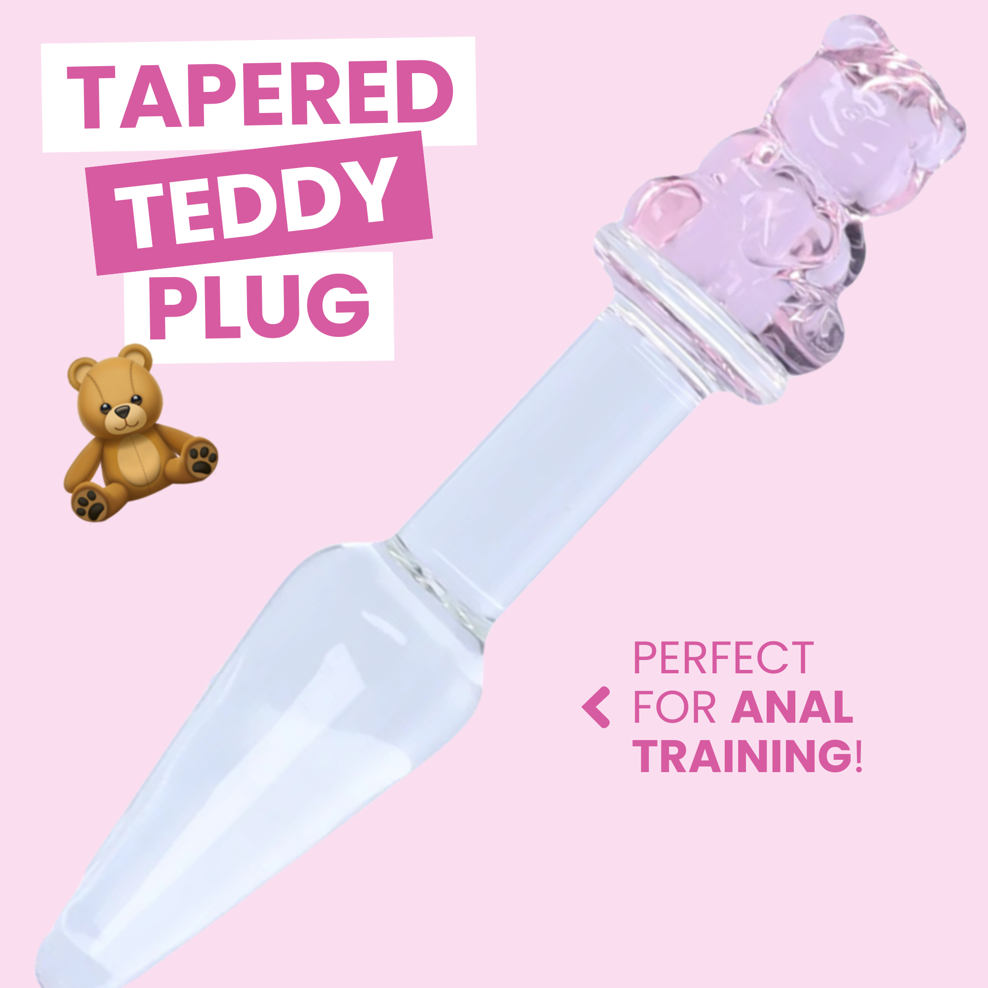 Tapered Teddy Bear Glass Anal Plug  TooTimid.com