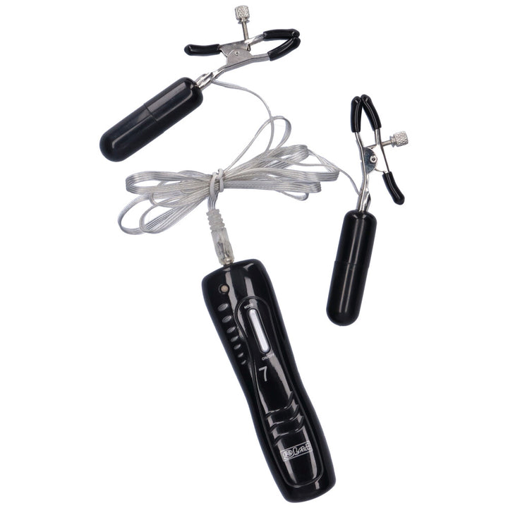 Full image of the vibrating nipple clamps and remote