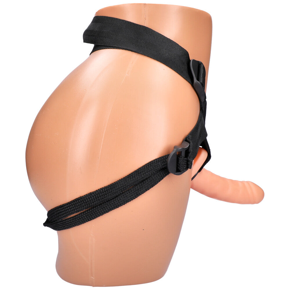 Everlasting harness with hollow strap on dildo facing right
