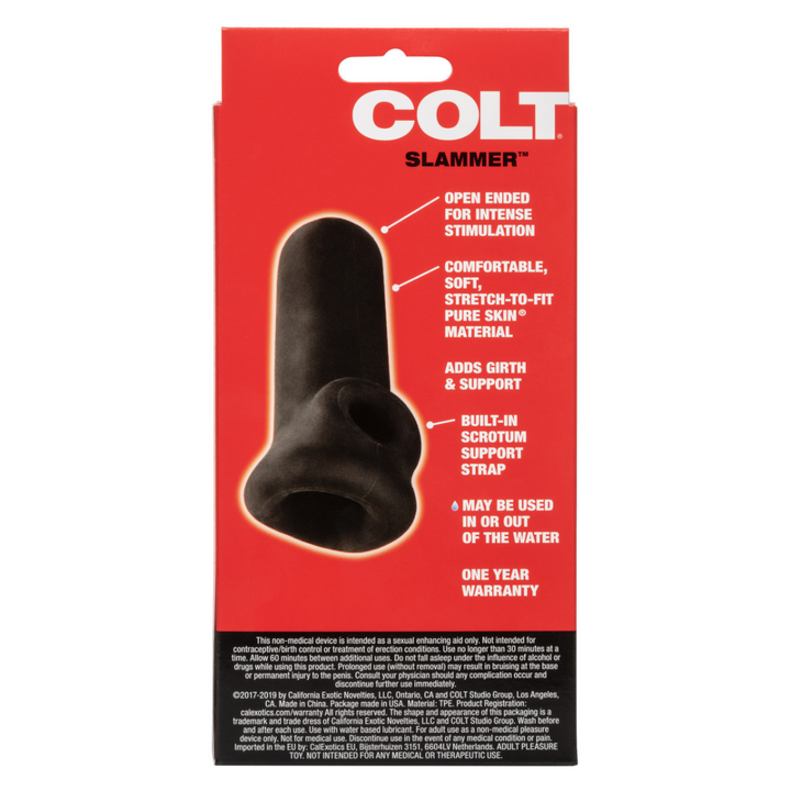 COLT Slammer Girth Extender image of the back of the product packaging.