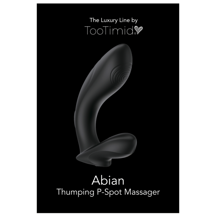 black p-spot vibrator called the "Abian" seen in black box packaging