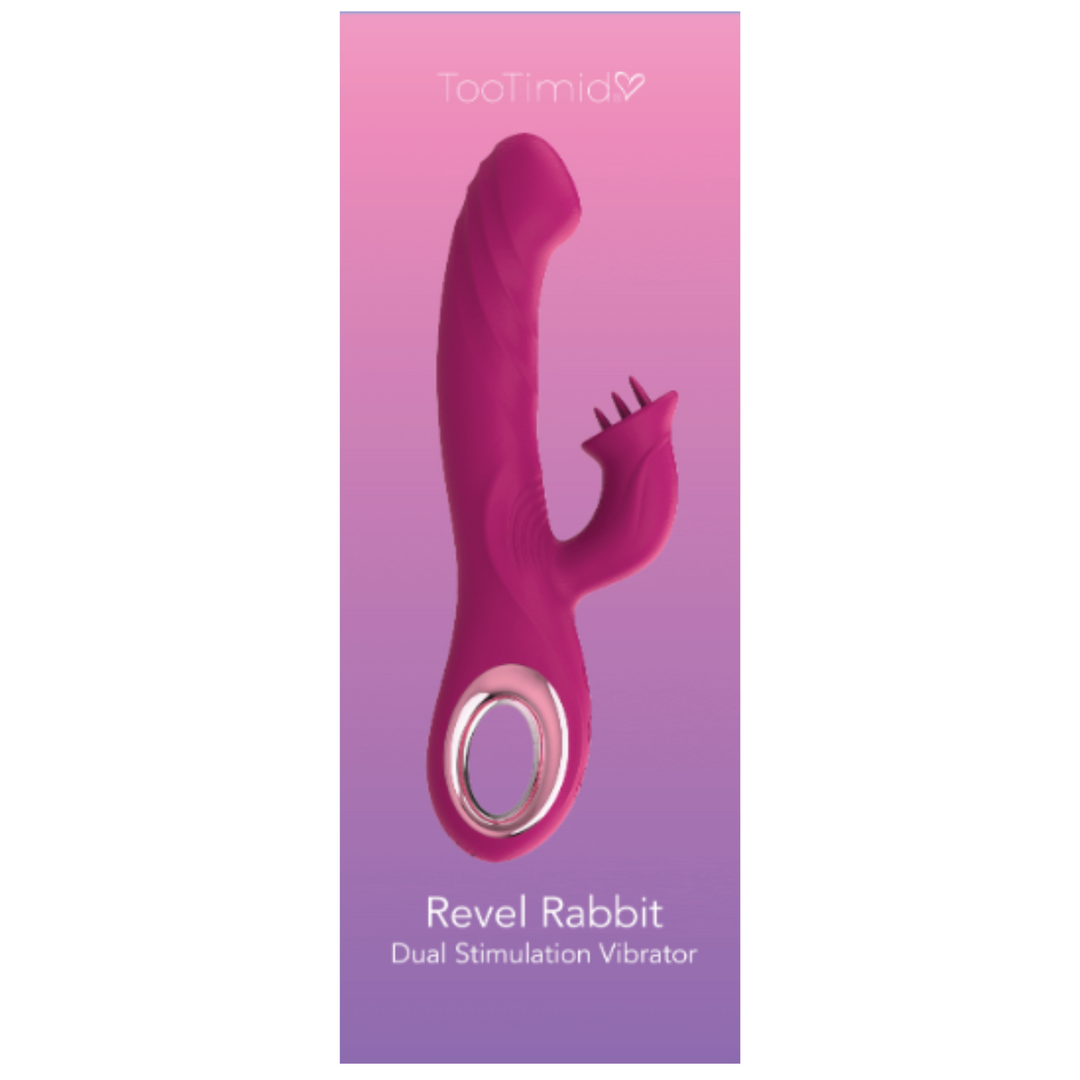 Revel Rabbit Silicone Fluttering and Fingering Dual Action Vibe - Fingers Your G-Spot and Tongues Your Clit!