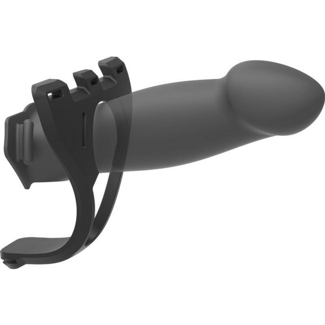 Body Extensions Be Bold image of product with bulbous head and tabs showing where the item pushes into harness for a secure fit.