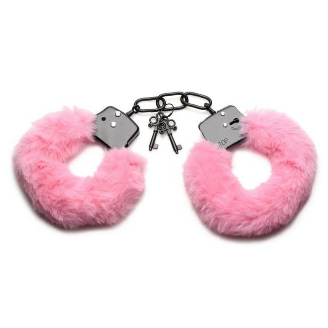 Master Series Cuffed in Fur Furry Handcuffs pink color option