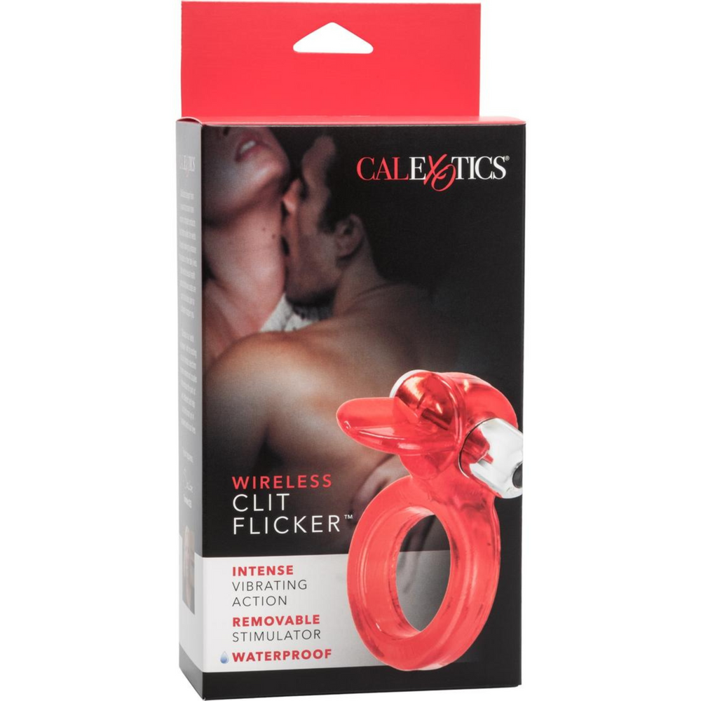 Clit Flicker Vibrating Cock Ring with Clitoral Stimulation - Red packaging