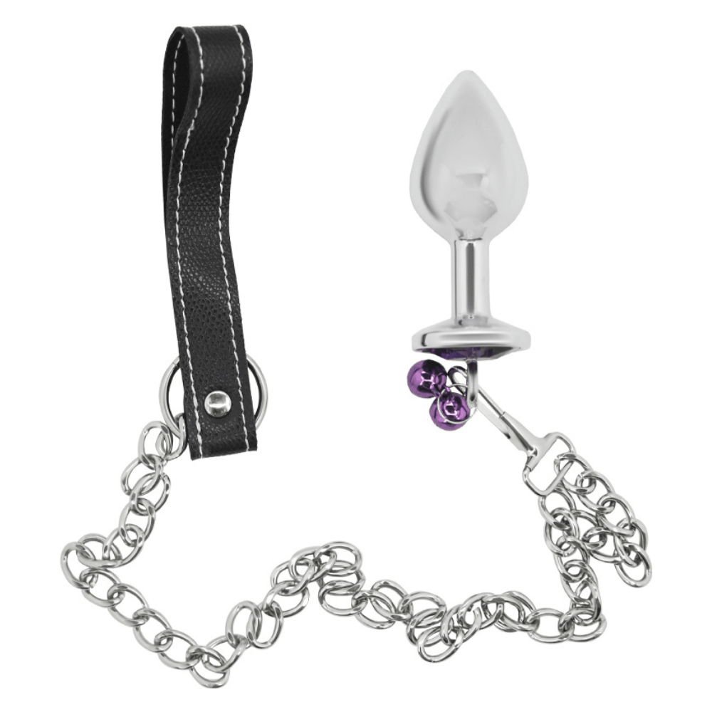 Bondage Leash Metal Butt Plug With Jewel TooTimid.com Bondage Leash Metal Butt Plug With Jewel TooTimid.com