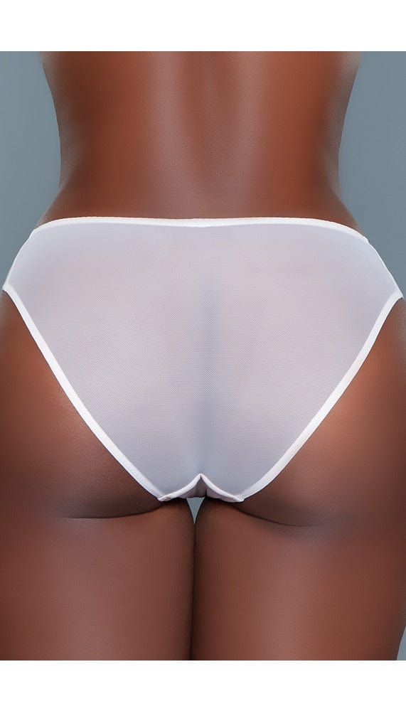 Close up of white panty back with fine mesh.