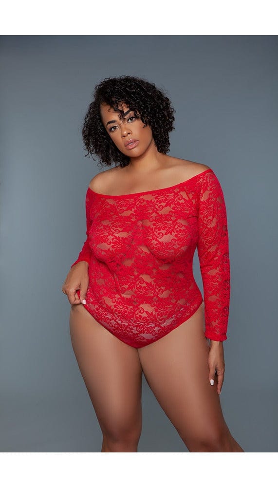 Red lace bodysuit.