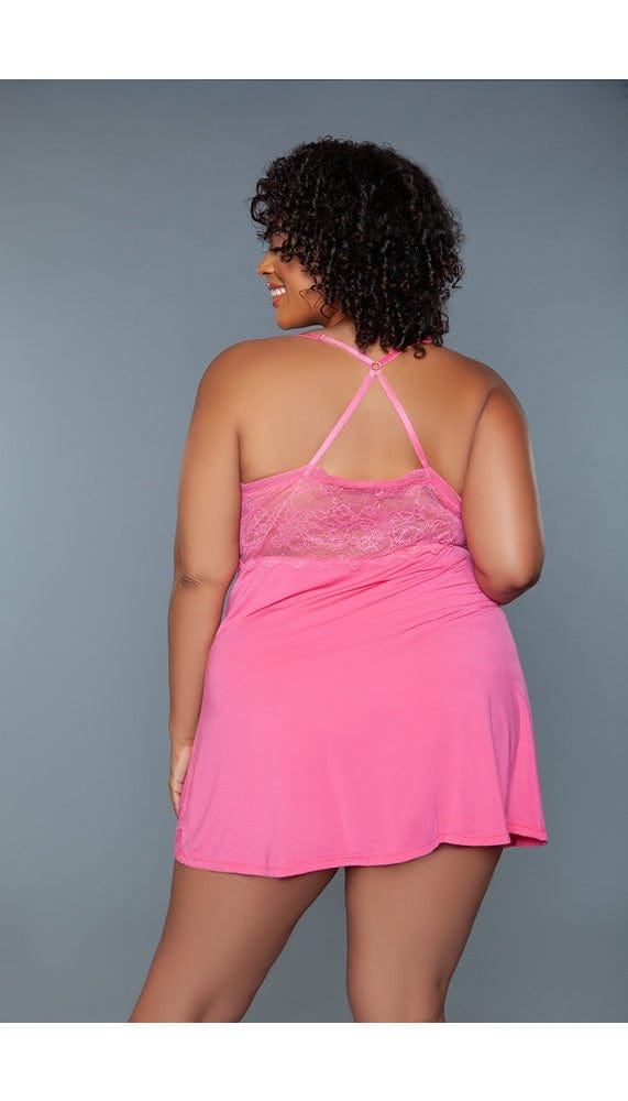 Back view of pink babydoll.