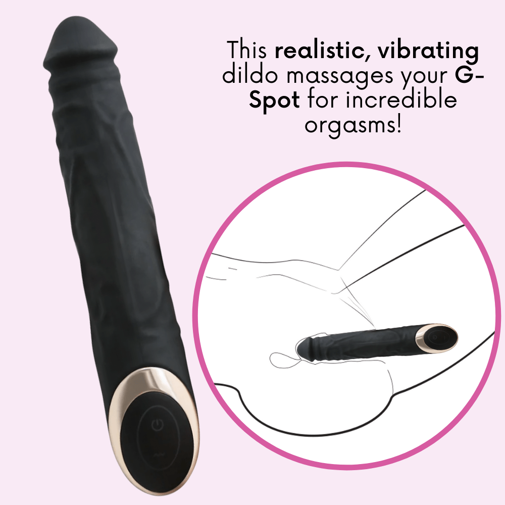 This realistic, vibrating dildo massages your G-spot for incredible orgasms!