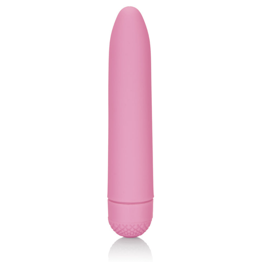 Image of the pink vibrator upright.