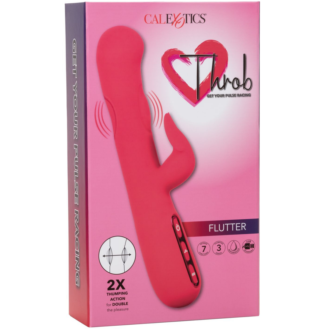 Image of the packaging of the vibrator. This toy has double the thumping action for double the pleasure! Spice things up tonight with this intense rabbit and easily stimulate all of your sweet spots!