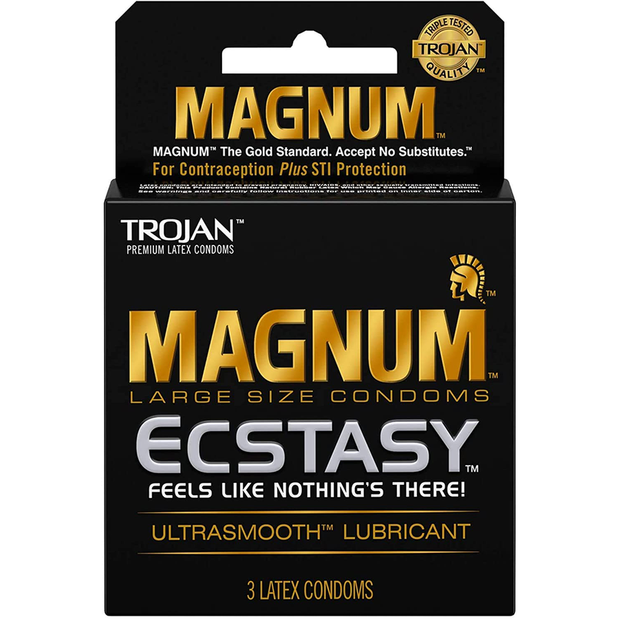 Trojan Magnum Ecstasy Large Size Lubricated Condoms - 3 Pack - Condoms