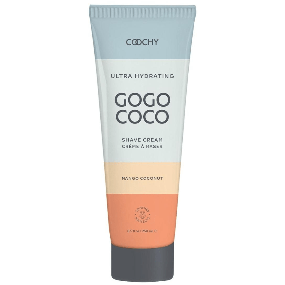 Image displays front side of Gogo Coco shave cream.
