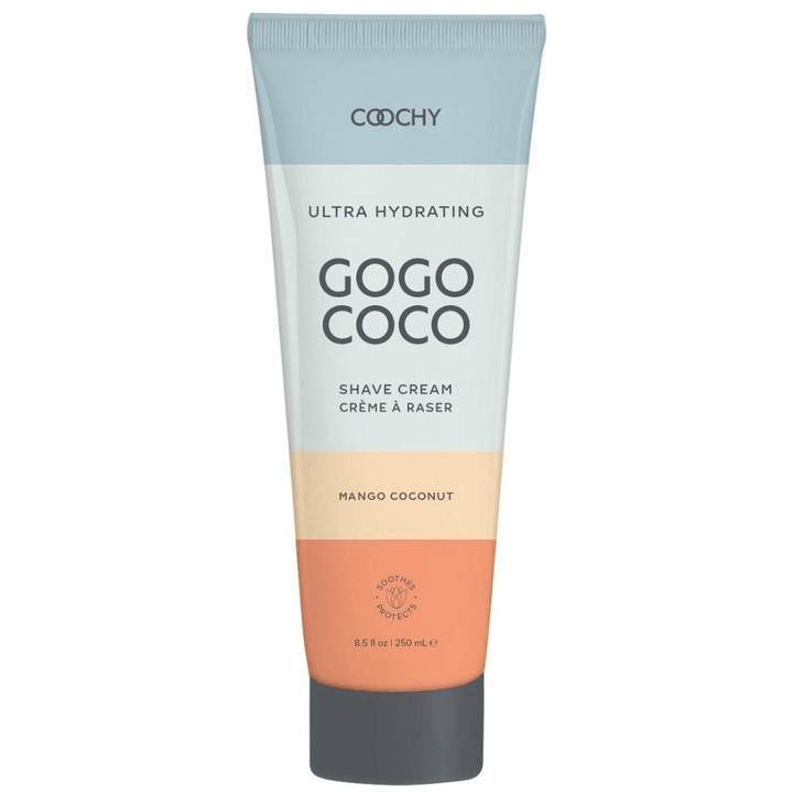 Image displays front side of Gogo Coco shave cream.
