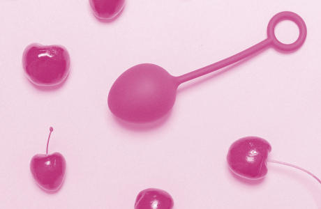 kegel ball surrounded by cherries 