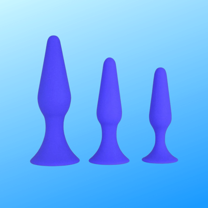 Set of 3 anal plugs, an anal training kit to prep for anal sex.