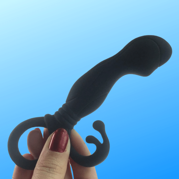 Image of black prostate massager. Click here to read about our best anal sex toys for beginners and helpful how-to tips for how to try anal play!