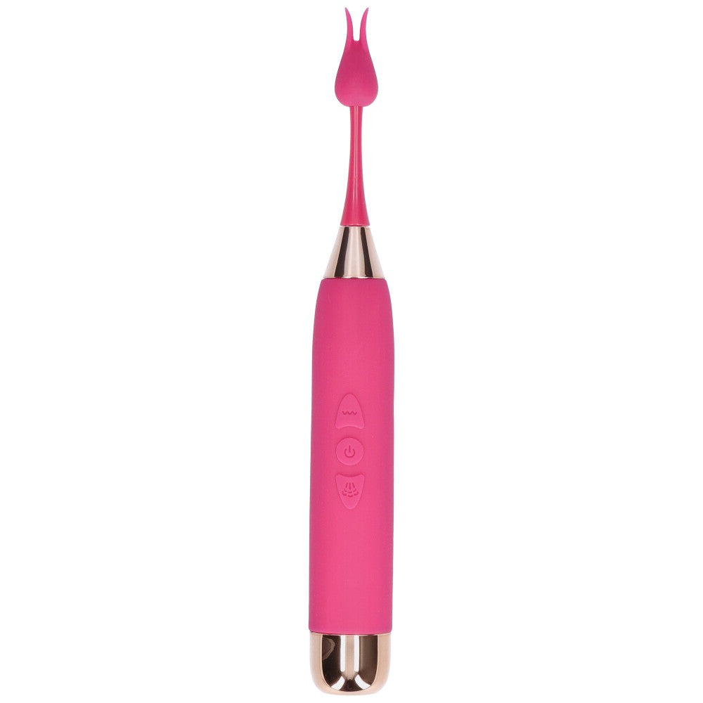 Clitoral stimulator with flickering tongue attachment on the tip
