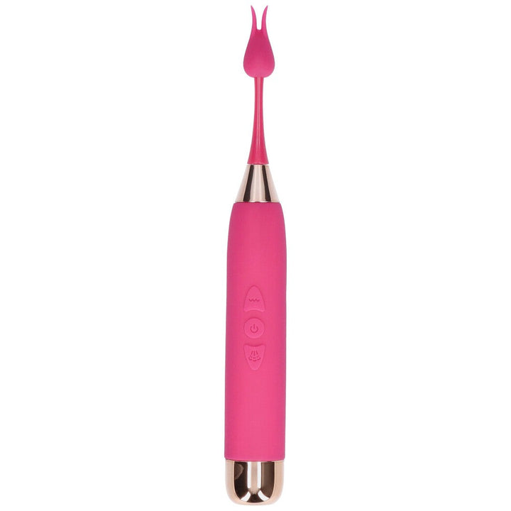 Clitoral stimulator with flickering tongue attachment on the tip