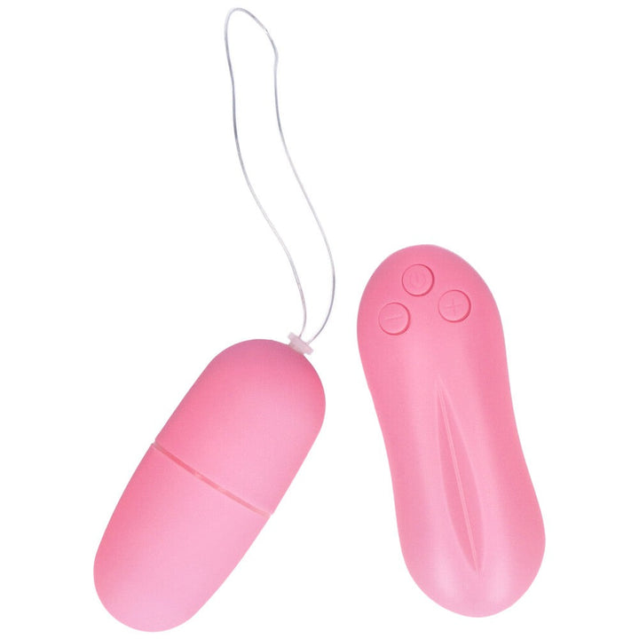 Bird's eye view of pink Wireless Vibrating Egg with Remote.