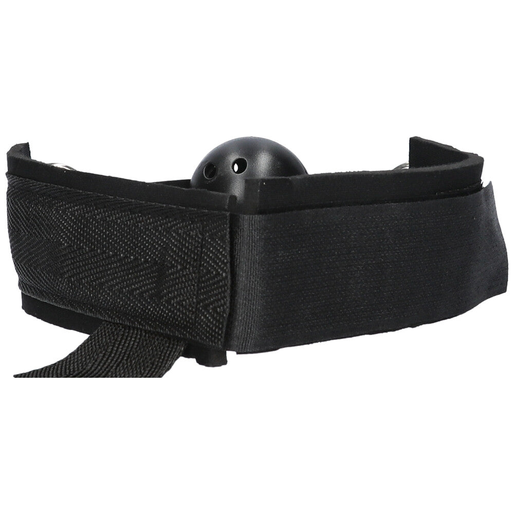 Back view of black ball gag.