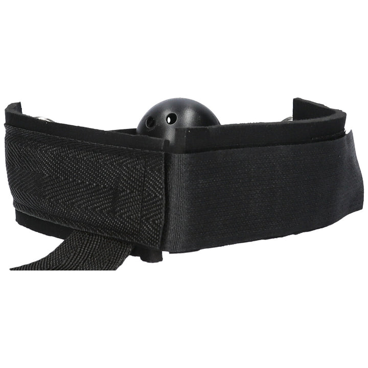 Back view of black ball gag.