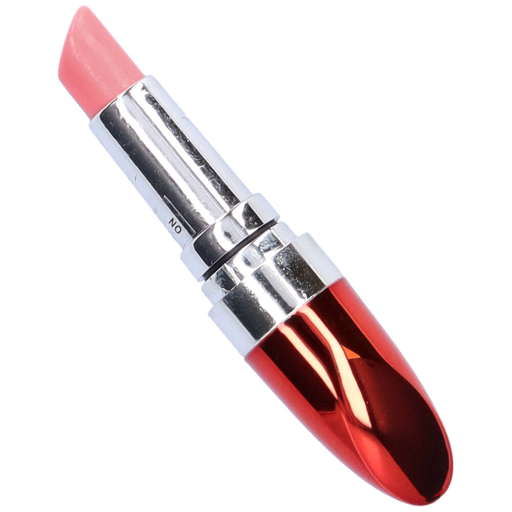 Bird's eye view of red discreet lipstick vibe with cover taken off.