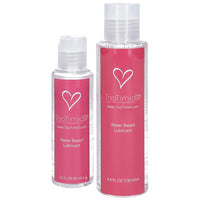 2.2oz bottle of Tootimid water-based lube standing next to 4.4oz bottle of Tootimid lube.