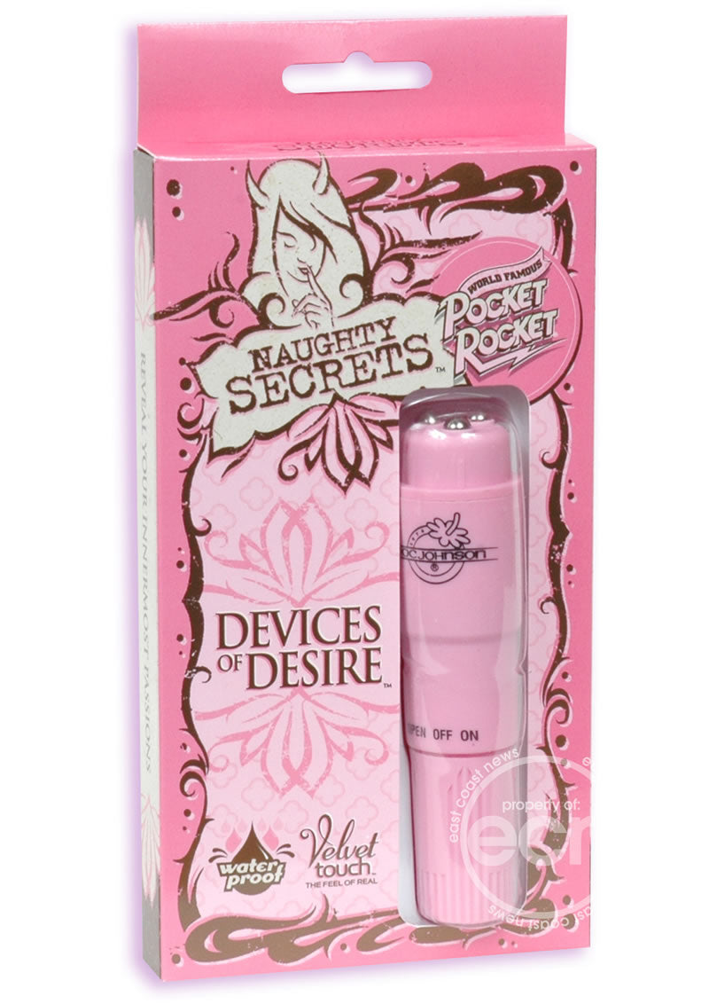 Naughty Secrets Devices Of Desire Pocket Rocket Waterproof 4in - Pink in packaging