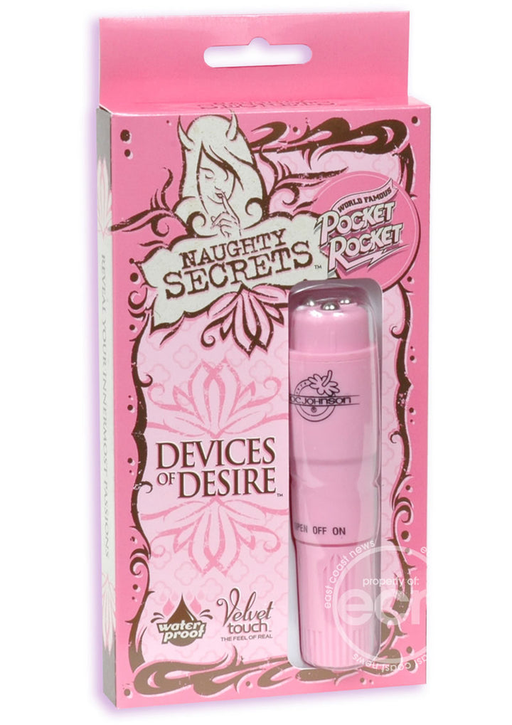 Naughty Secrets Devices Of Desire Pocket Rocket Waterproof 4in - Pink in packaging