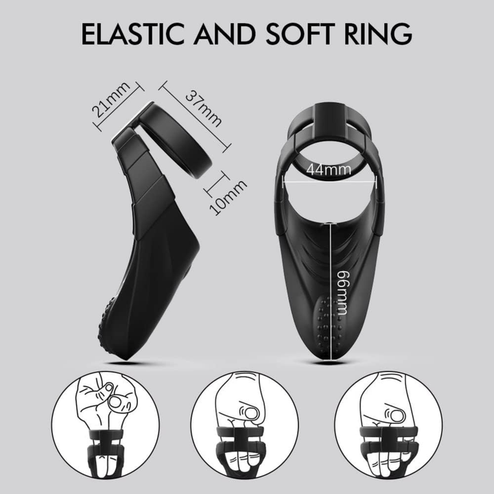 stretchy silicone Sperm Locking Dual Cock Ring with Taint Teaser 