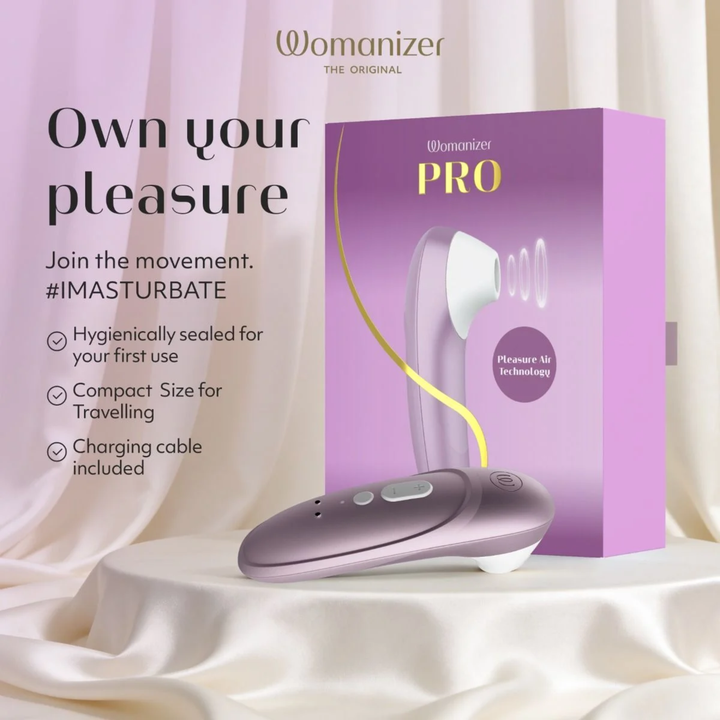 own your pleasure hygienically sealed for your first use Womanizer Pro Rechargeable Silicone Air Pulse Clitoral Vibrator