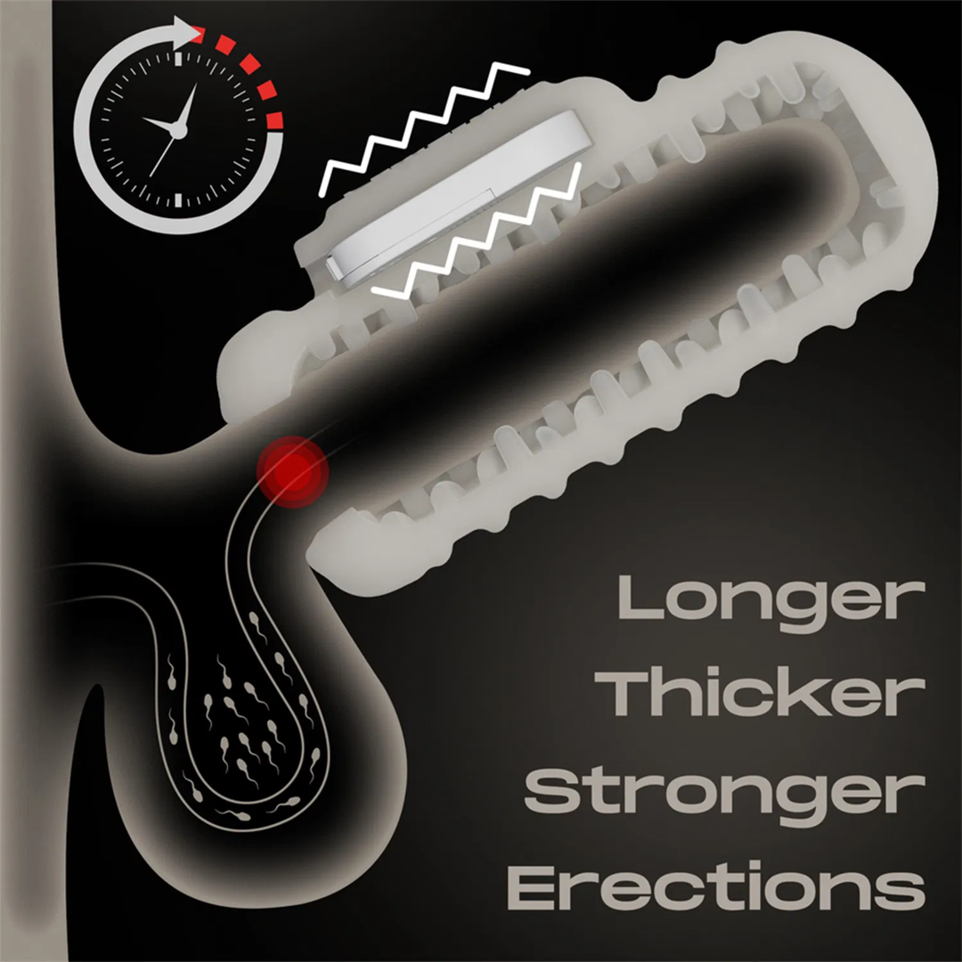 longer, thicker, stronger erections Knights Ring Vibrating Dual Purpose Sleeve-Wavy