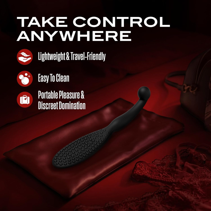 take control anywhere, lightweight, easy to clean, portable pleasure Temptasia Governess Paddle 