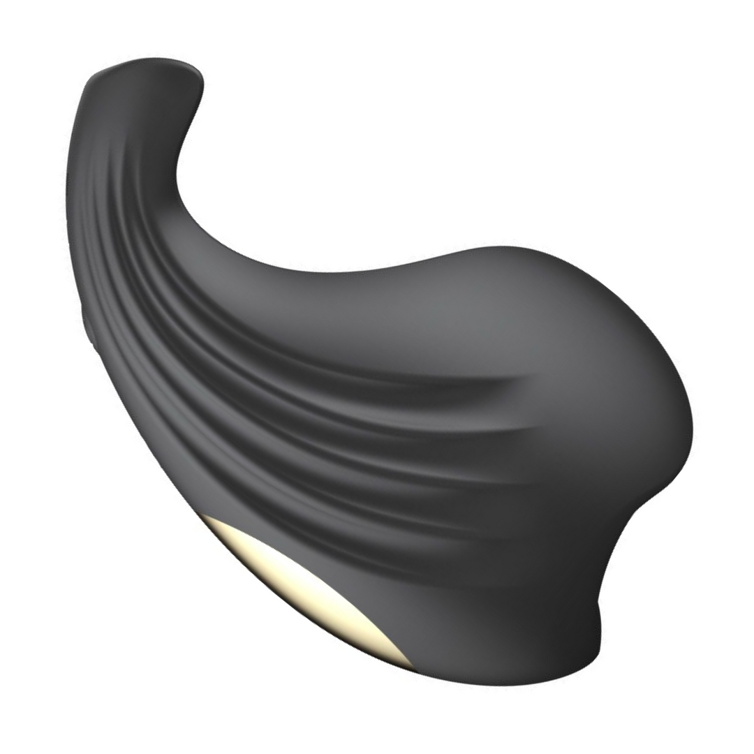 side view of black/Gold Glans Masturbator 